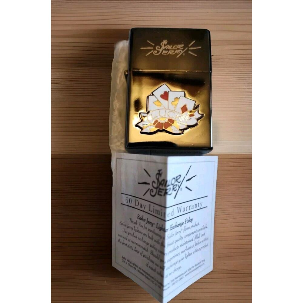 2007 LIMITED EDITION SAILOR JERRY LUCKY LIGHTER SILVER CARD SUITS NEW SEALED